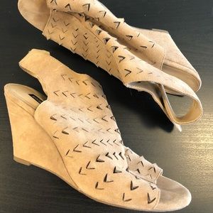 Barely Worn Beige Wedge Heels